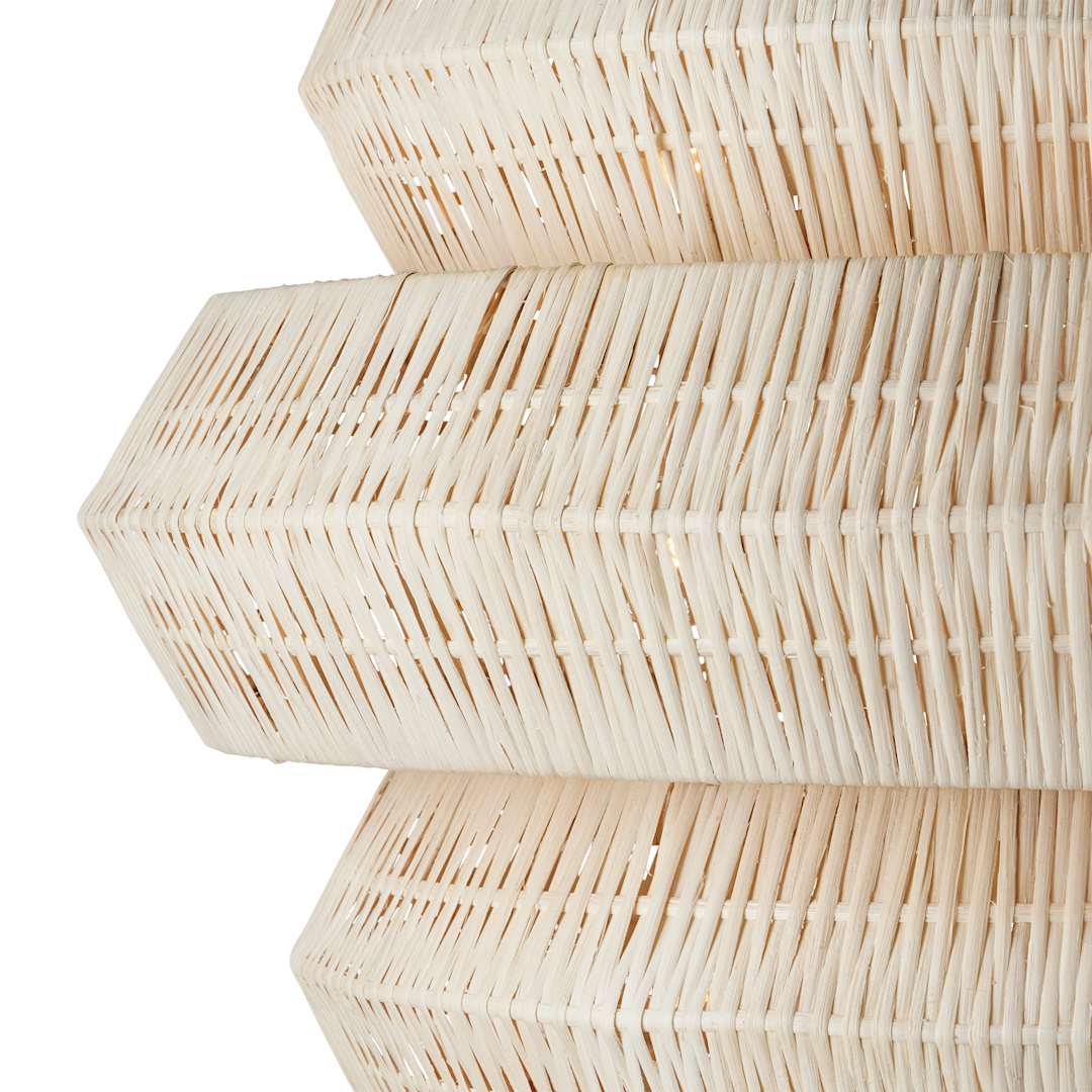 Antibes 9 Light 30" Wide Wrought Iron Abstract Chandelier with Woven Rattan Shade