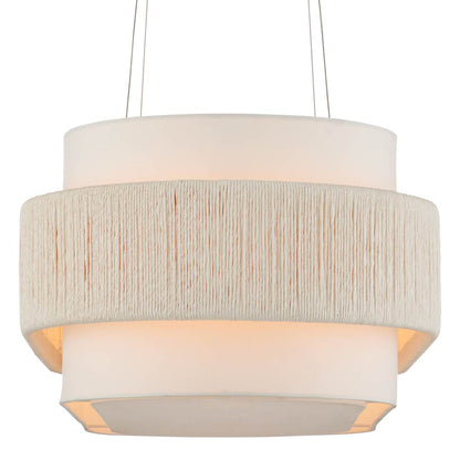 Monreale 5 Light 40" Wide Wrought Iron Linear Chandelier with Shantung Shade