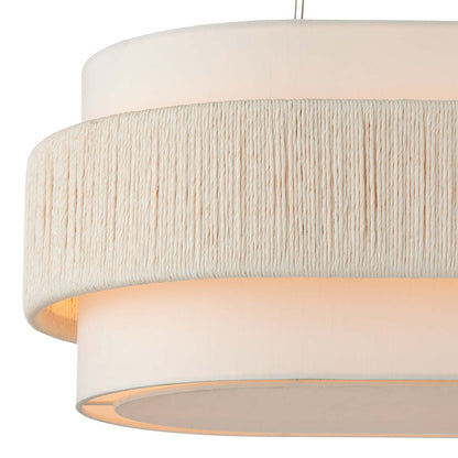 Monreale 5 Light 40" Wide Wrought Iron Linear Chandelier with Shantung Shade