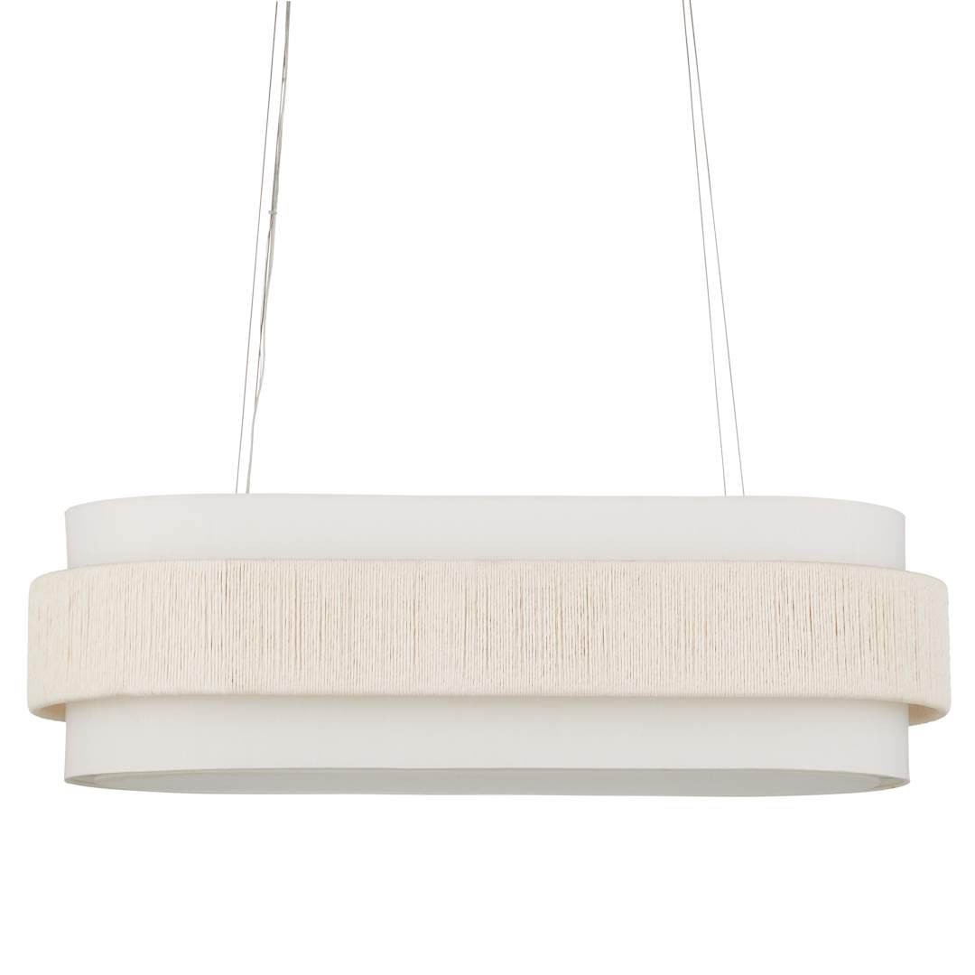 Monreale 5 Light 40" Wide Wrought Iron Linear Chandelier with Shantung Shade