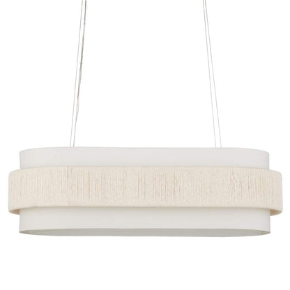 Monreale 5 Light 40" Wide Wrought Iron Linear Chandelier with Shantung Shade