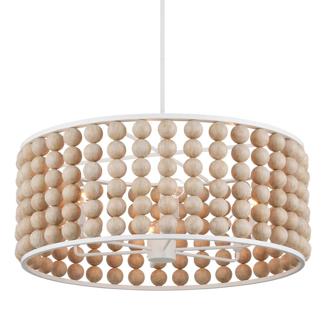 Holcroft 6 Light 32" Wide Beaded Drum Chandelier
