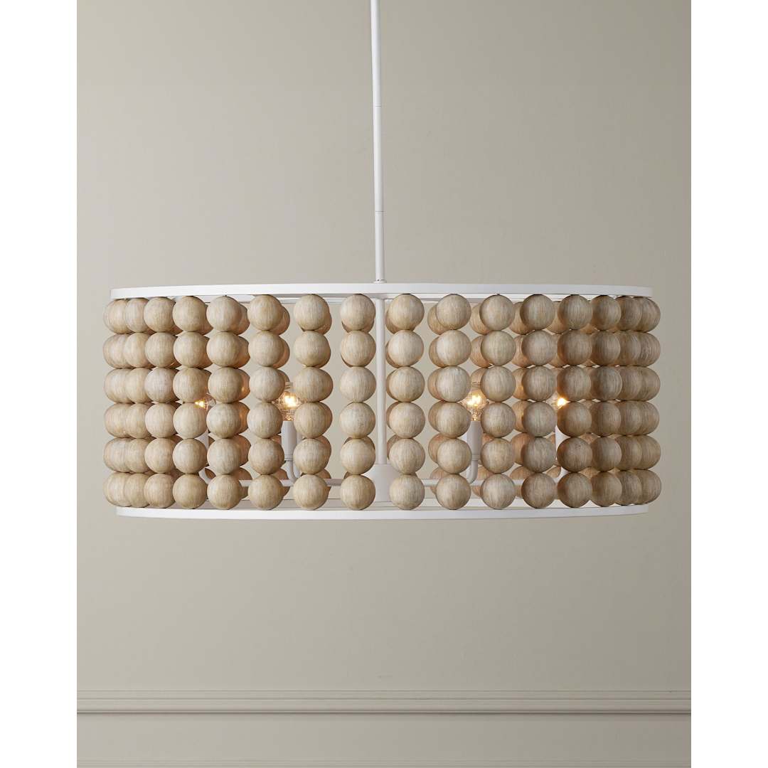 Holcroft 6 Light 32" Wide Beaded Drum Chandelier