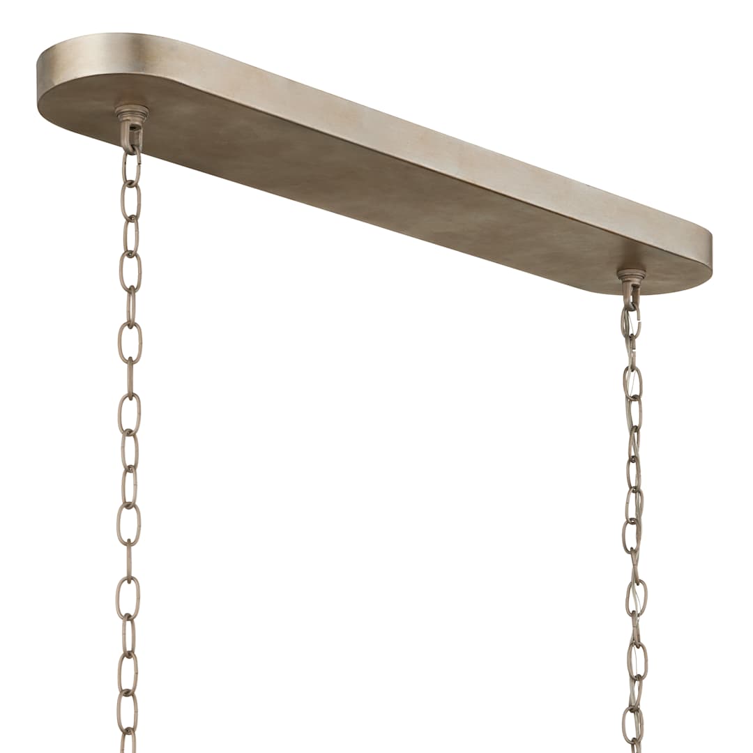 Bardi 8 Light 41" Wide Wrought Iron Linear Chandelier with Linen Shade