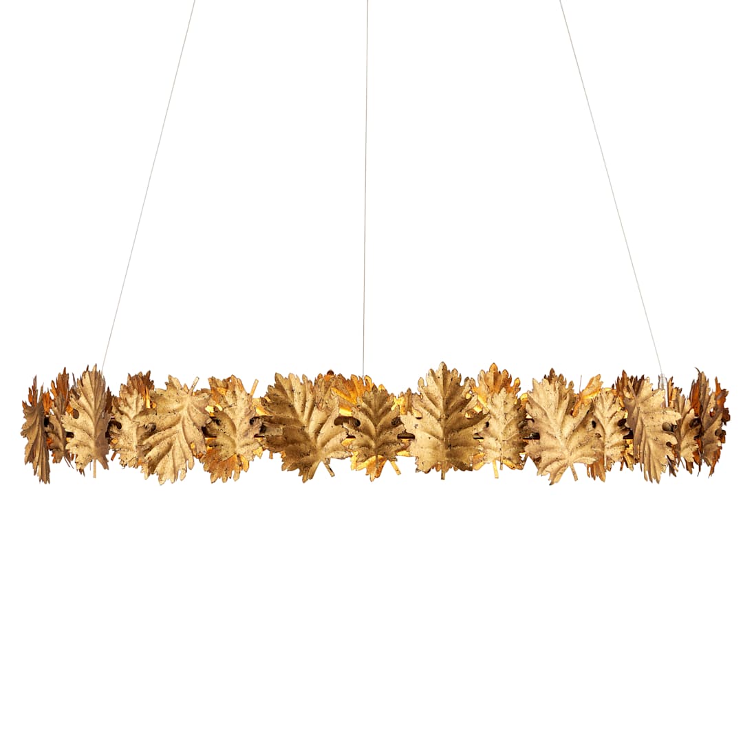 English Oak 33" Wide LED Wrought Iron Ring Chandelier