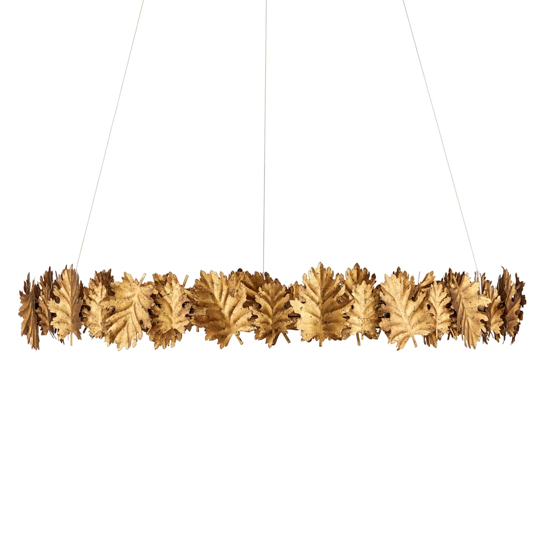 English Oak 33" Wide LED Wrought Iron Ring Chandelier