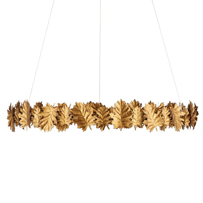 English Oak 33" Wide LED Wrought Iron Ring Chandelier