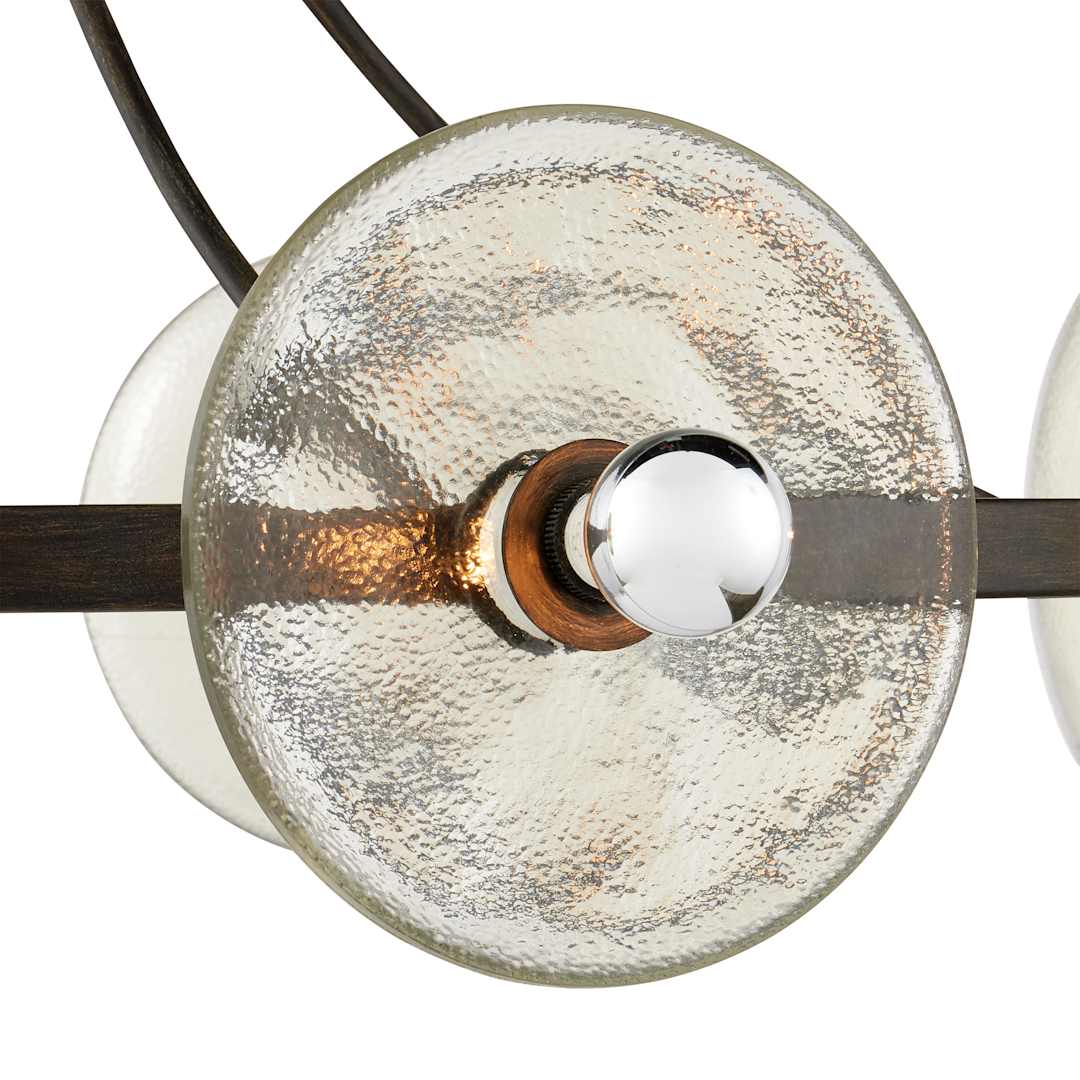 Circumstellar 8 Light 37" Wide Wrought Iron Ring Chandelier with Recycled Glass Shades