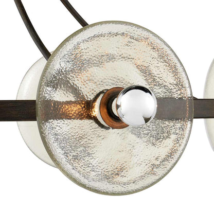 Circumstellar 8 Light 37" Wide Wrought Iron Ring Chandelier with Recycled Glass Shades