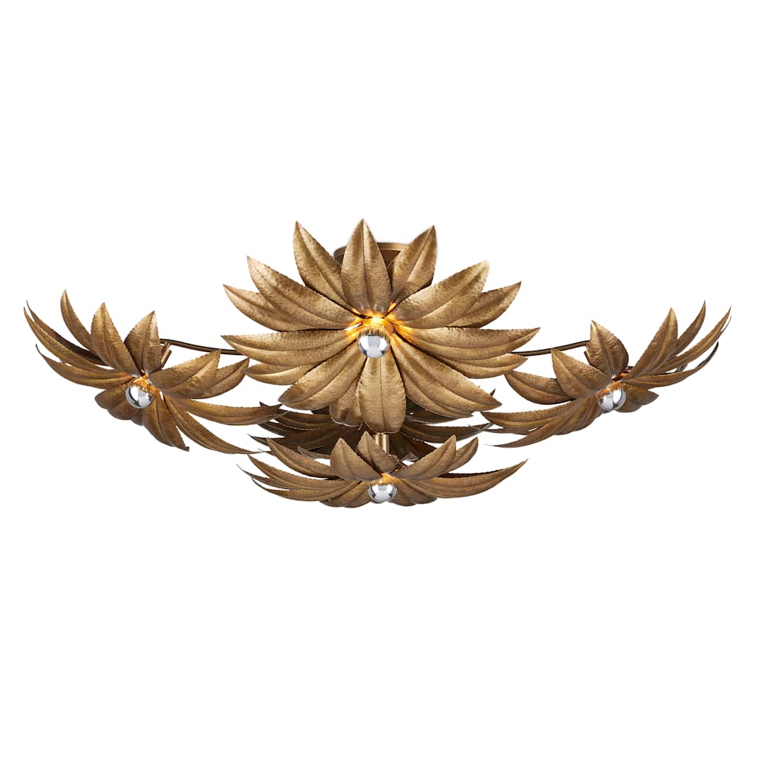 Alithea 5 Light 45" Wide Semi-Flush Ceiling Fixture with Floral Shades