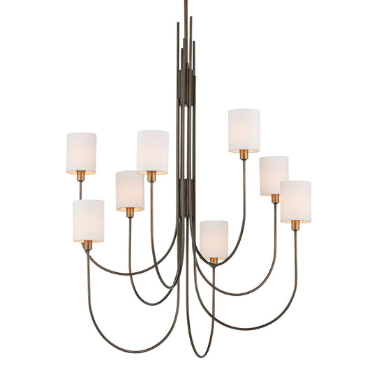 Archetype 8 Light 33" Wide Chandelier with Linen Shades