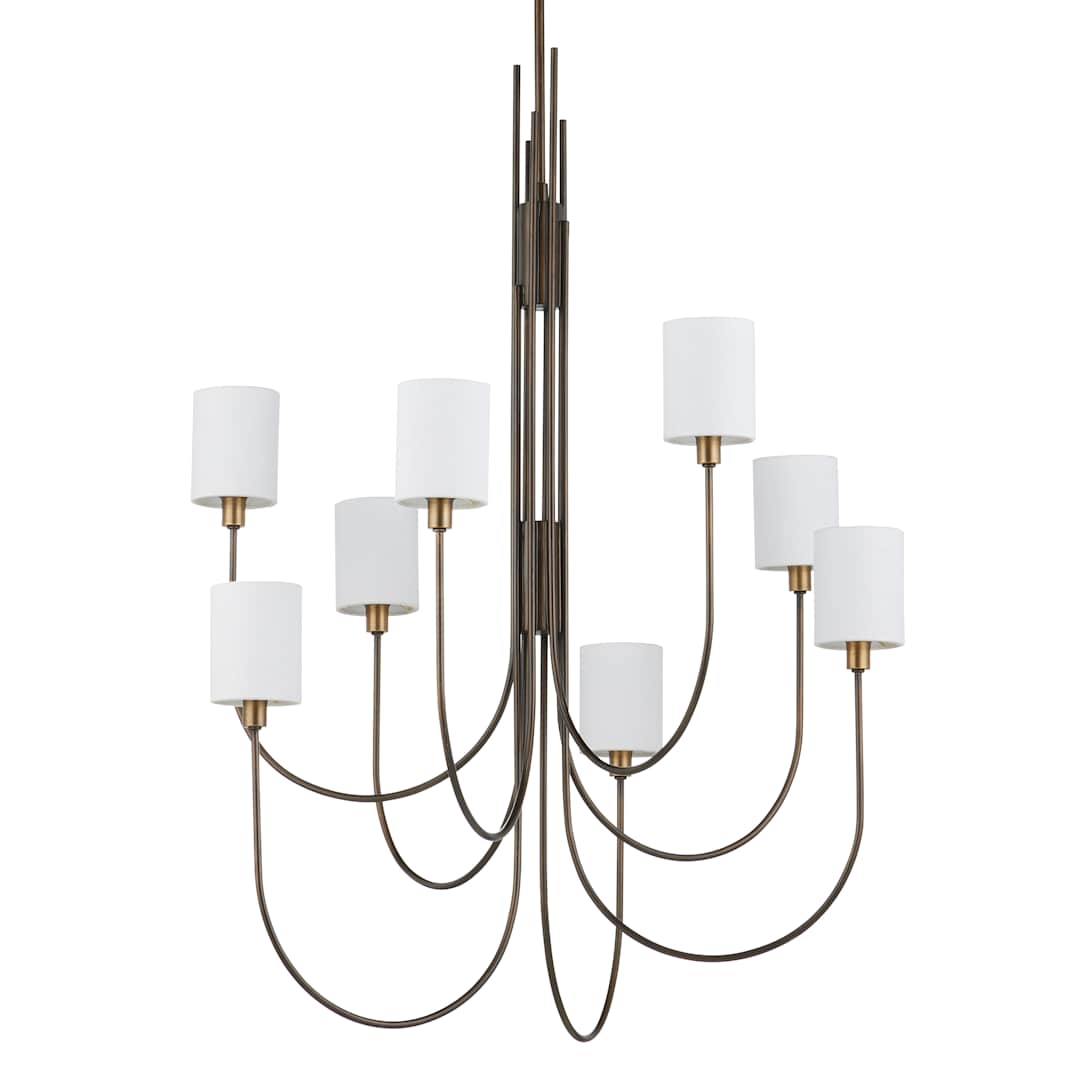 Archetype 8 Light 33" Wide Chandelier with Linen Shades