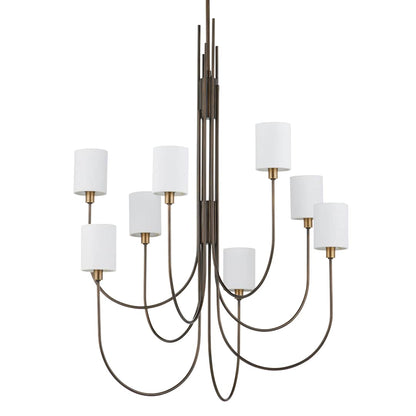 Archetype 8 Light 33" Wide Chandelier with Linen Shades