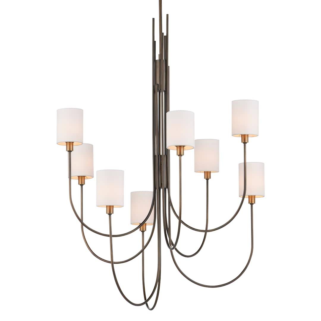 Archetype 8 Light 33" Wide Chandelier with Linen Shades