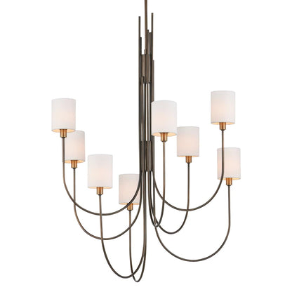 Archetype 8 Light 33" Wide Chandelier with Linen Shades