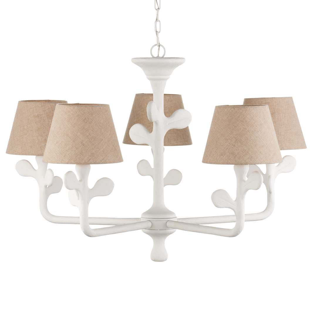 Charny 5 Light 42" Wide Chandelier with Linen Shades