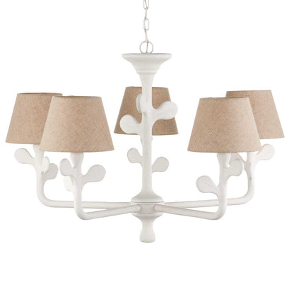 Charny 5 Light 42" Wide Chandelier with Linen Shades