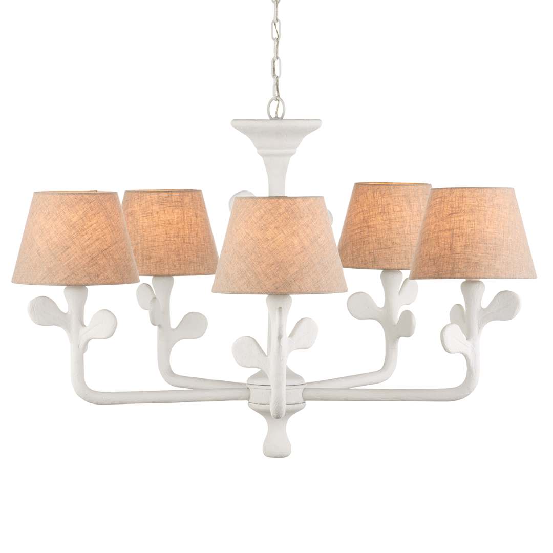 Charny 5 Light 42" Wide Chandelier with Linen Shades