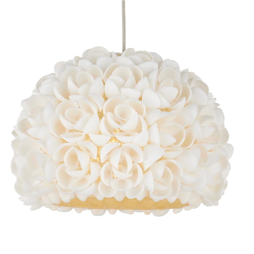 Virtu 15 Light 21" Wide Wrought Iron Multi Light Pendant with Clamrose Shell Shades