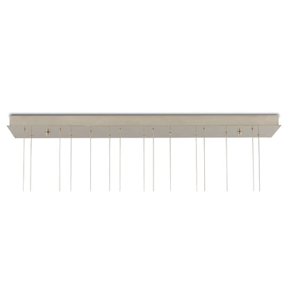 Parish 15 Light 48" Wide Wrought Iron Linear Pendant with Frosted Glass Shades