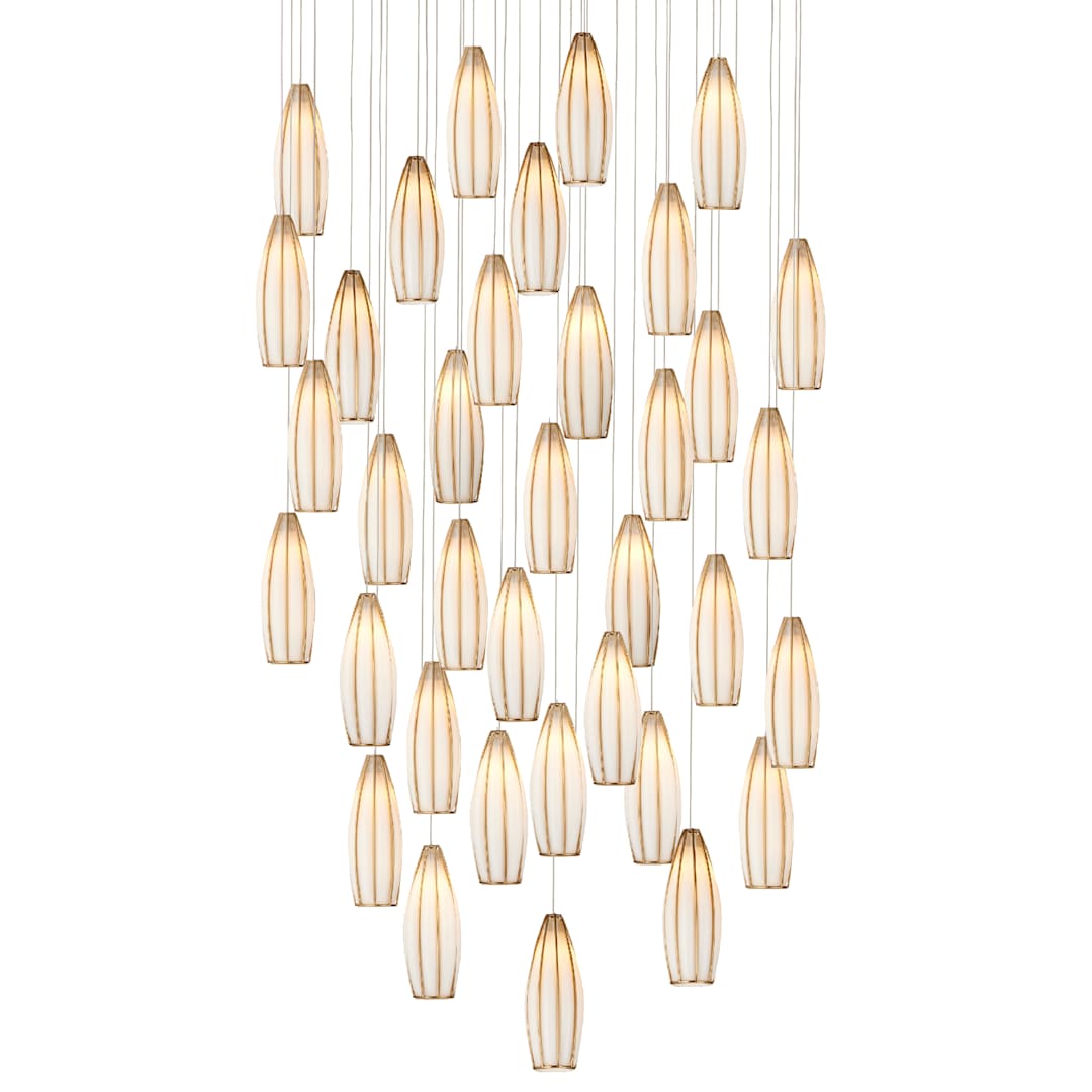 Parish 36 Light 33" Wide Wrought Iron Multi Light Pendant with Frosted Glass Shades