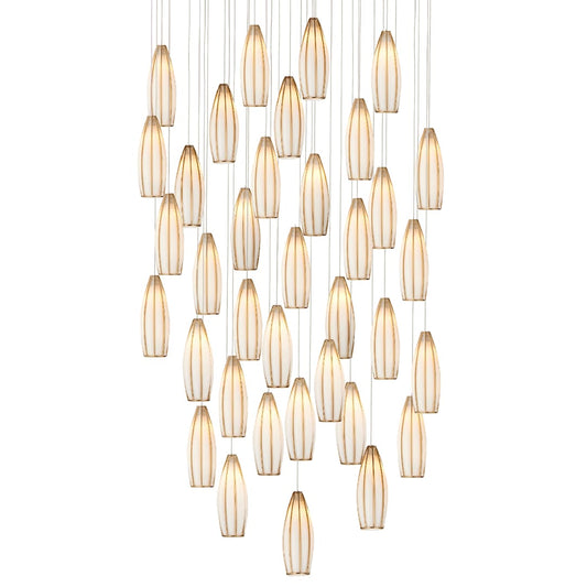 Parish 36 Light 33" Wide Wrought Iron Multi Light Pendant with Frosted Glass Shades