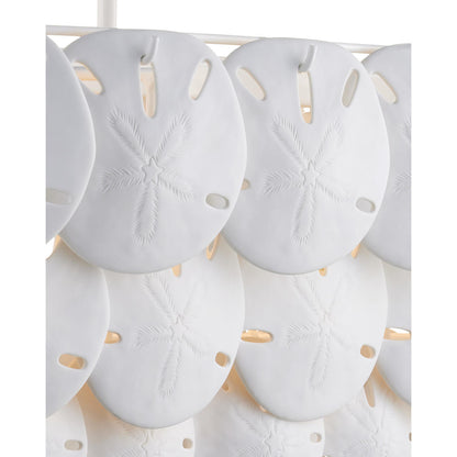 Tulum 5 Light 39" Wide Wrought Iron Linear Chandelier with Bone China Shade