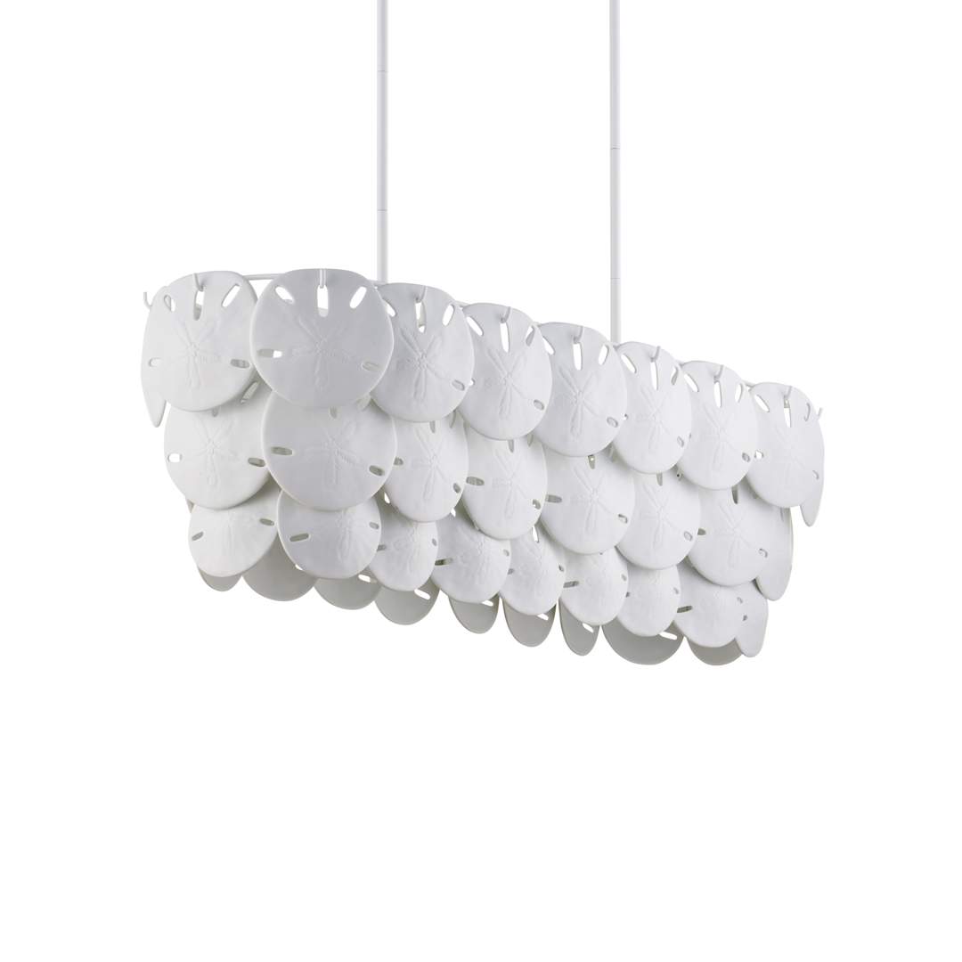 Tulum 5 Light 39" Wide Wrought Iron Linear Chandelier with Bone China Shade