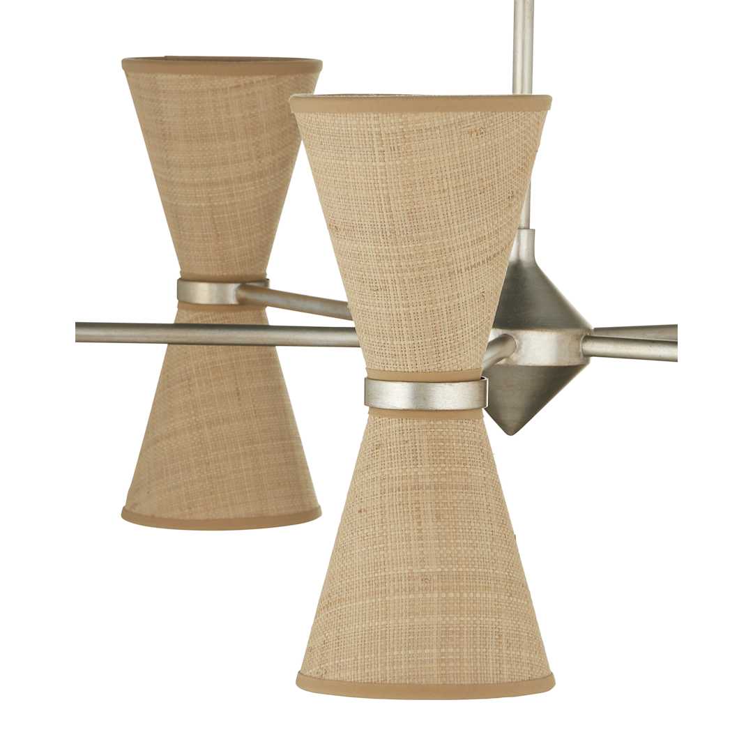 Pennyworth 10 Light 36" Wide Wrought Iron Chandelier with Grasscloth Shades