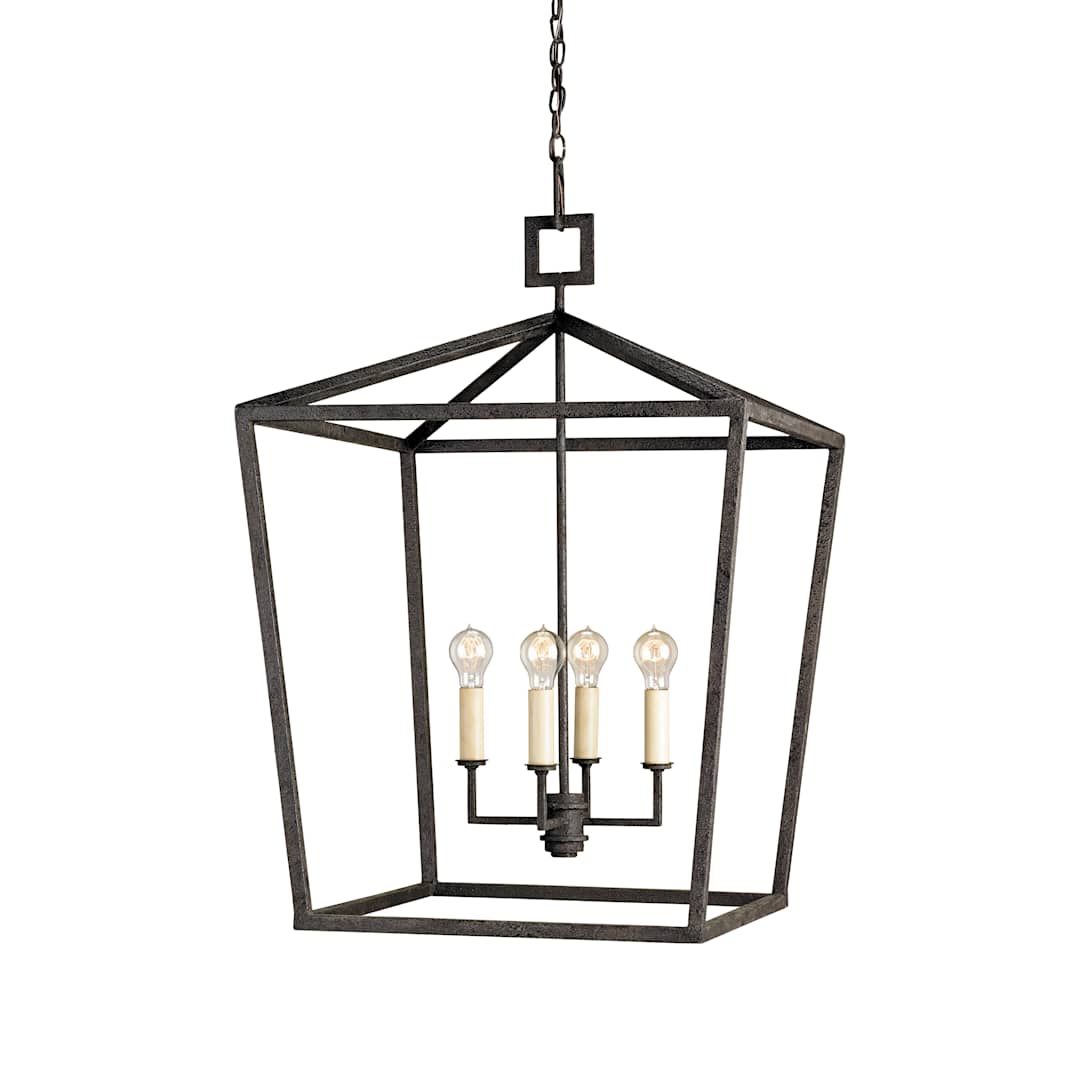 Denison 5 Light Chandelier In Lantern Style Wrought Iron Frame