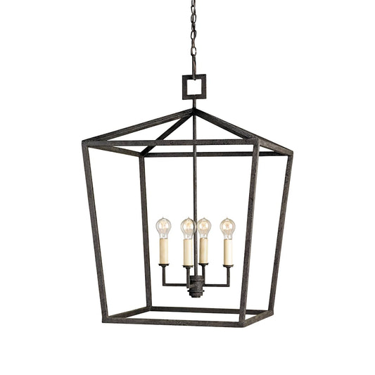 Denison 5 Light Chandelier In Lantern Style Wrought Iron Frame