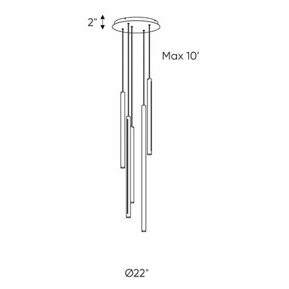 22" Wide 5 Light LED Multi Light Pendant