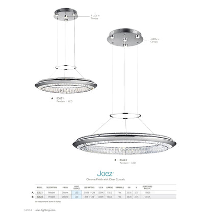Joez 5 Light 39" Wide LED Crystal Ring Chandelier