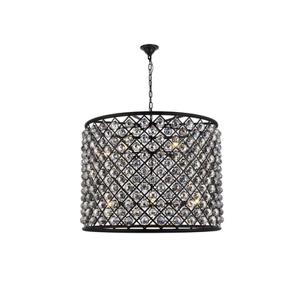 Madison 12 Light 36" Wide Crystal Drum Chandelier with Silver Shade Royal Cut Crystals