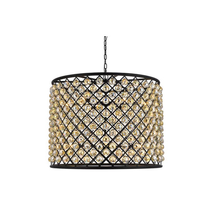 Madison 12 Light 36" Wide Crystal Drum Chandelier with Golden Teak Royal Cut Crystals