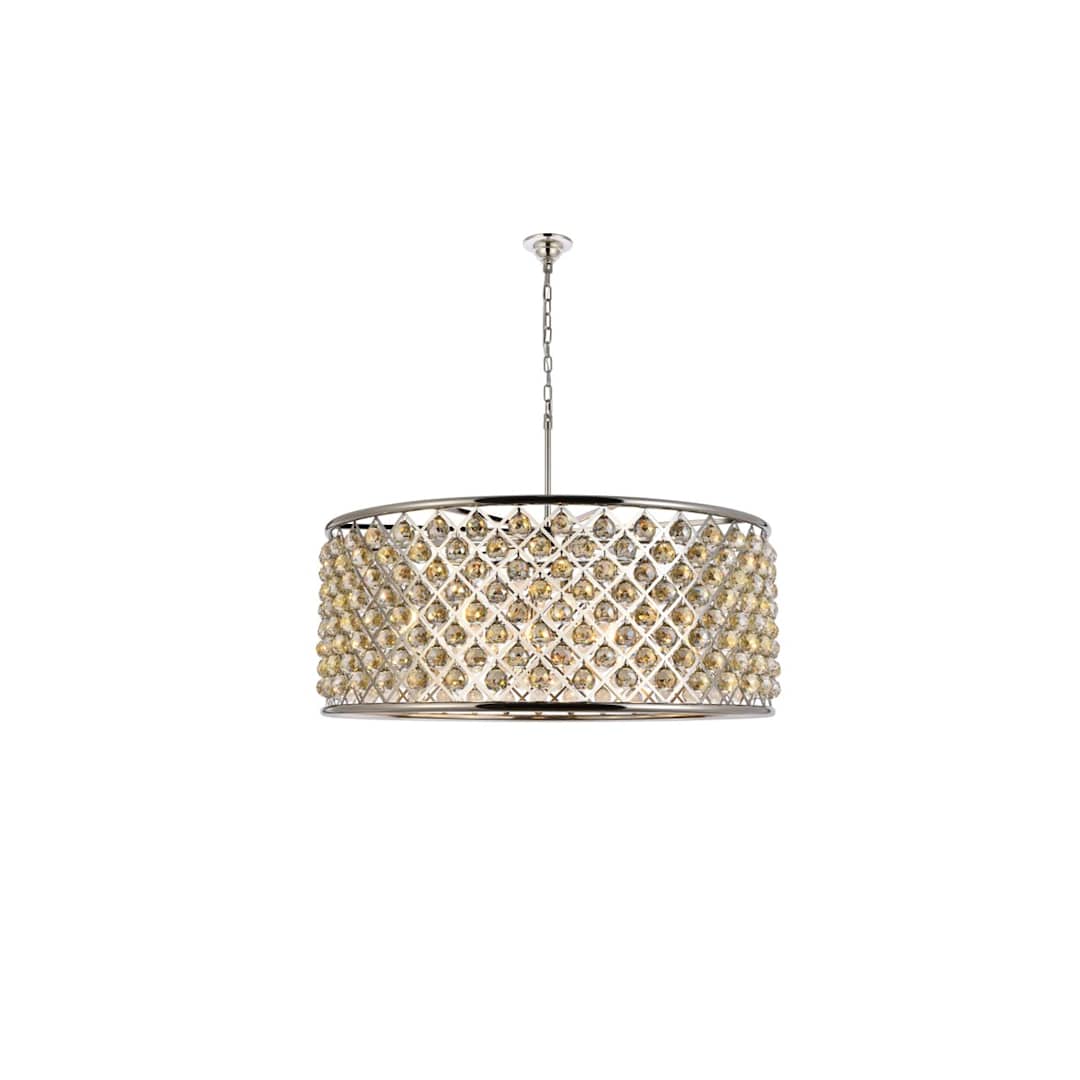 Madison 10 Light 44" Wide Crystal Drum Chandelier with Golden Teak Royal Cut Crystals