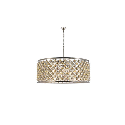 Madison 10 Light 44" Wide Crystal Drum Chandelier with Golden Teak Royal Cut Crystals