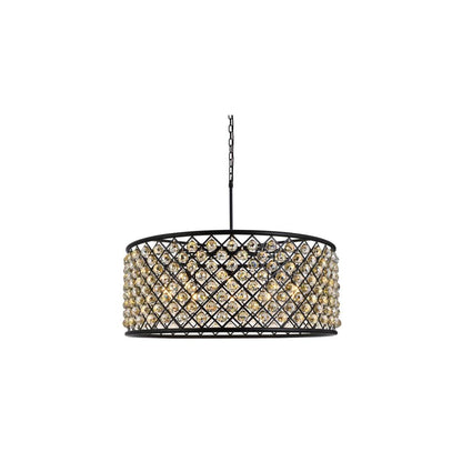 Madison 10 Light 44" Wide Crystal Drum Chandelier with Golden Teak Royal Cut Crystals