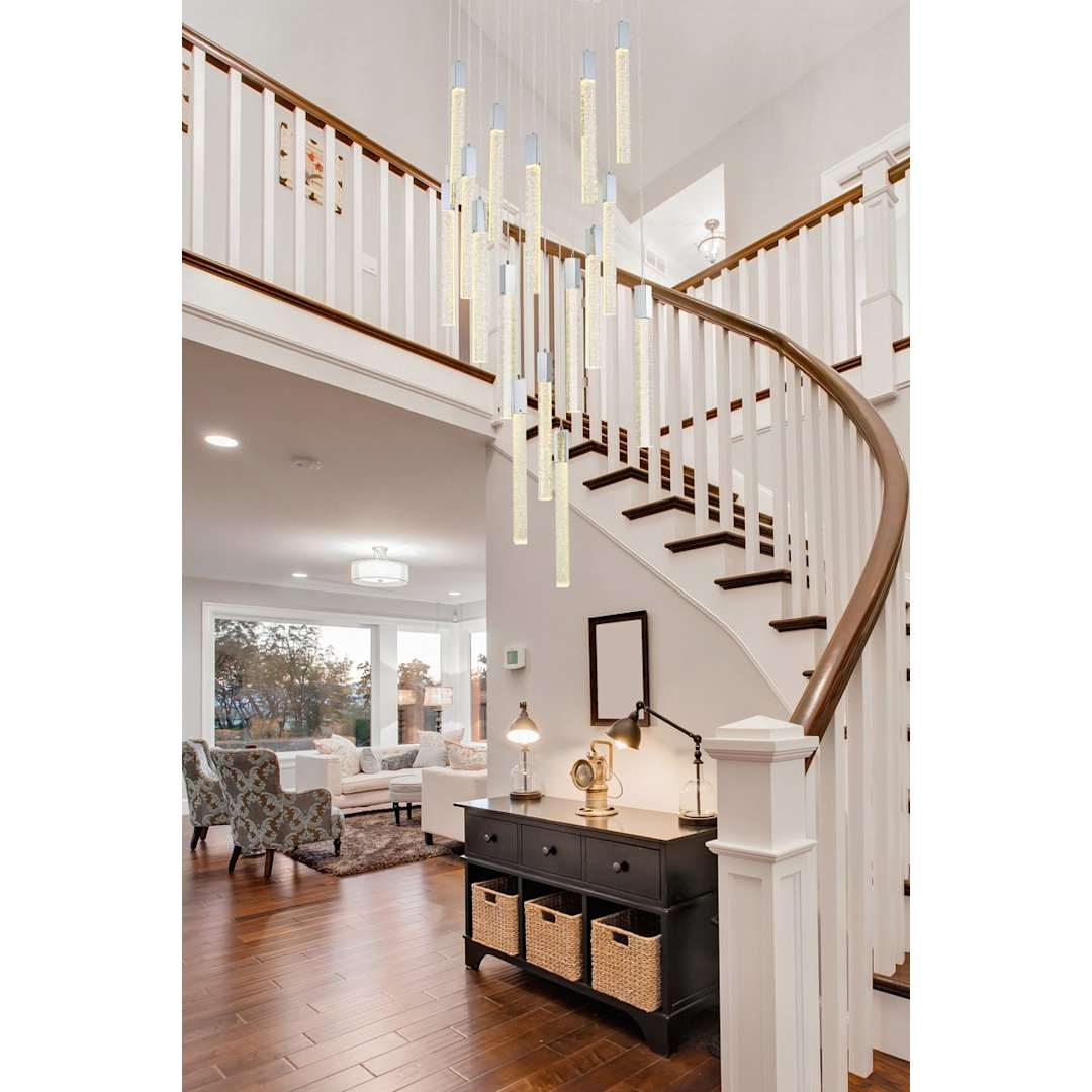 Weston 16 Light 30" Wide LED Crystal Multi Light Pendant with Clear Crystal Accents