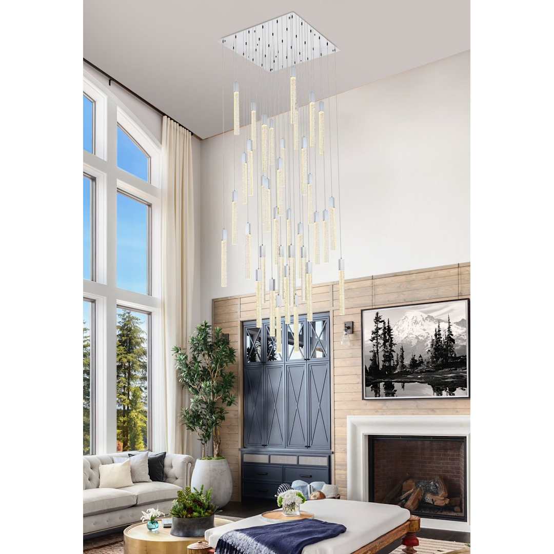 Weston 36 Light 42" Wide LED Crystal Multi Light Pendant with Clear Crystal Accents