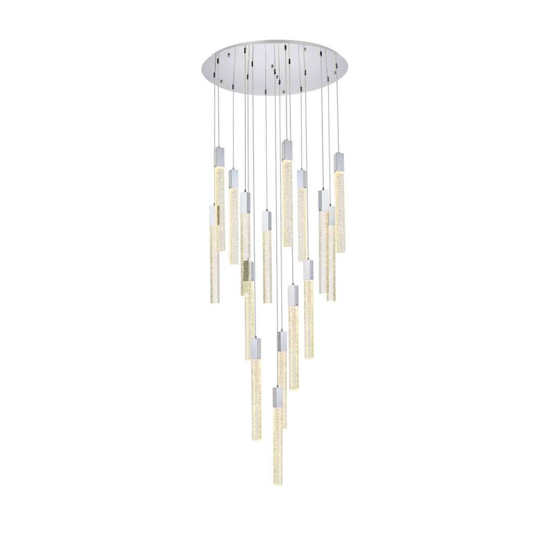 Weston 16 Light 36" Wide LED Crystal Multi Light Pendant with Clear Crystal Accents