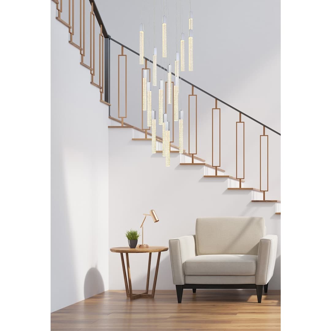 Weston 16 Light 36" Wide LED Crystal Multi Light Pendant with Clear Crystal Accents