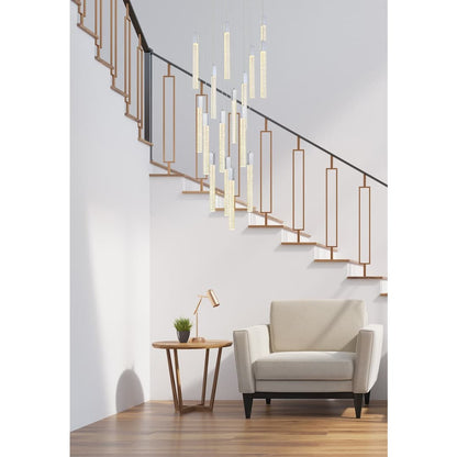 Weston 16 Light 36" Wide LED Crystal Multi Light Pendant with Clear Crystal Accents