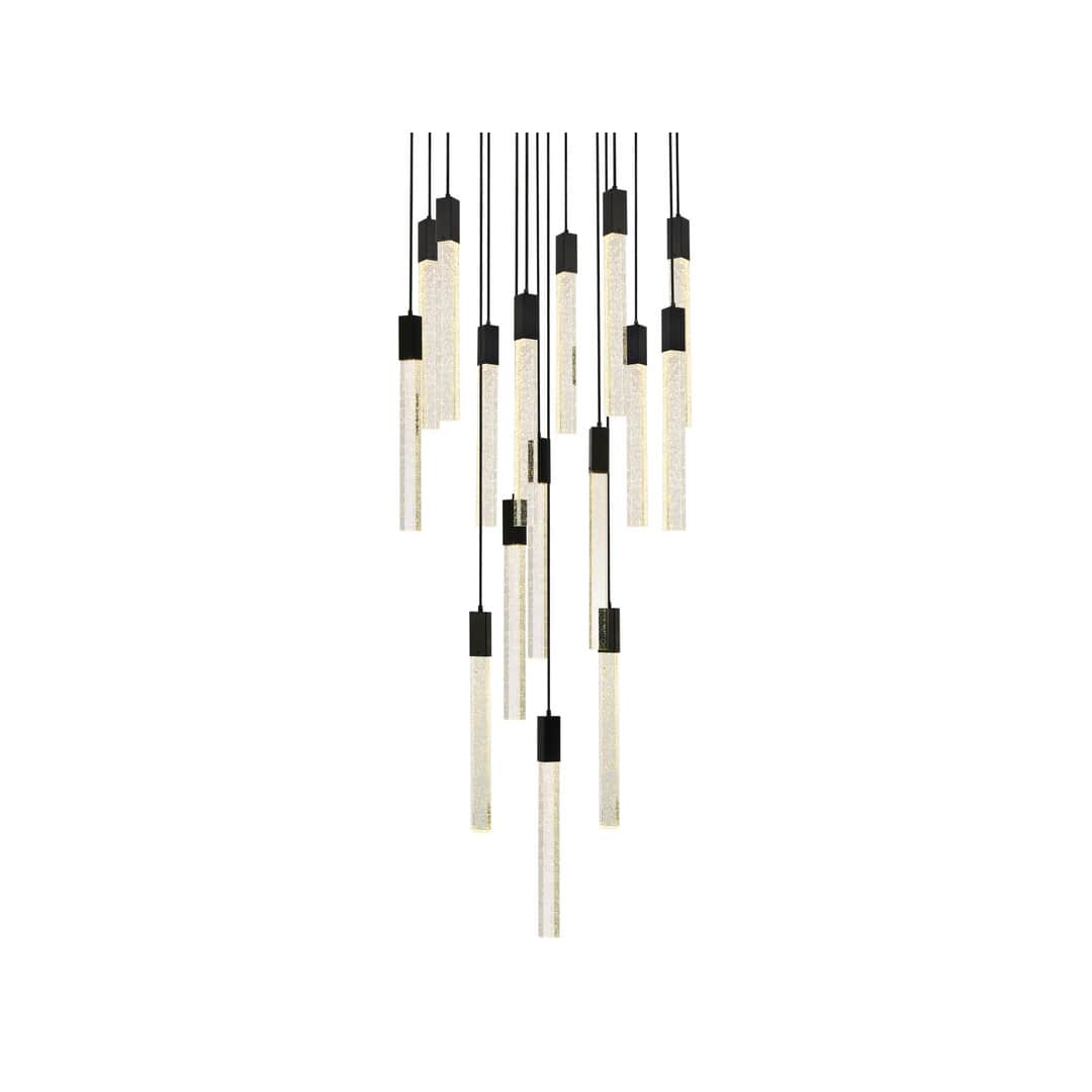 Weston 16 Light 36" Wide LED Crystal Multi Light Pendant with Clear Crystal Accents