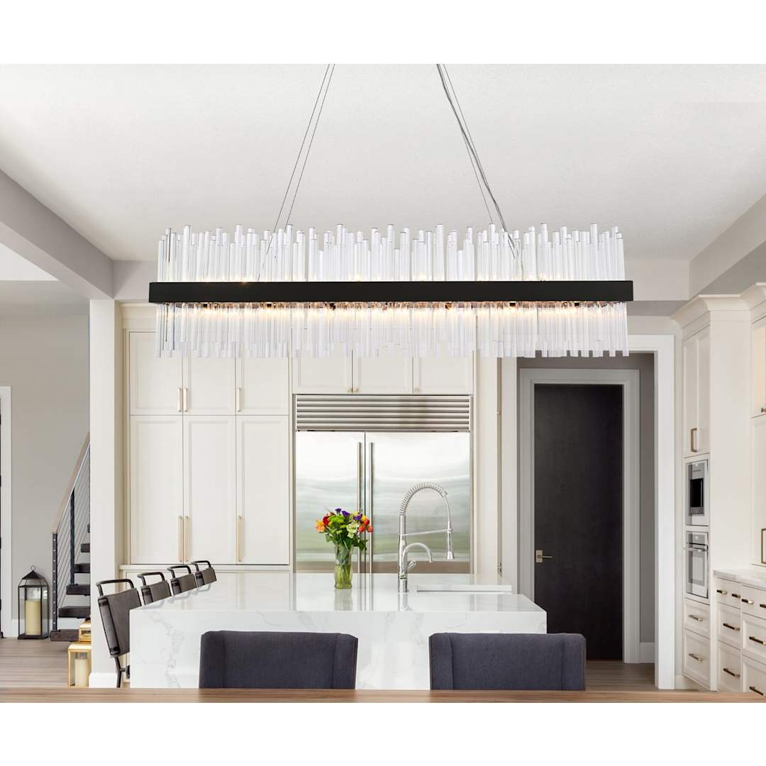 Dallas 28 Light 48" Wide Crystal Linear Chandelier with Clear Crystal Accents