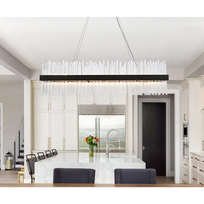 Dallas 28 Light 48" Wide Crystal Linear Chandelier with Clear Crystal Accents