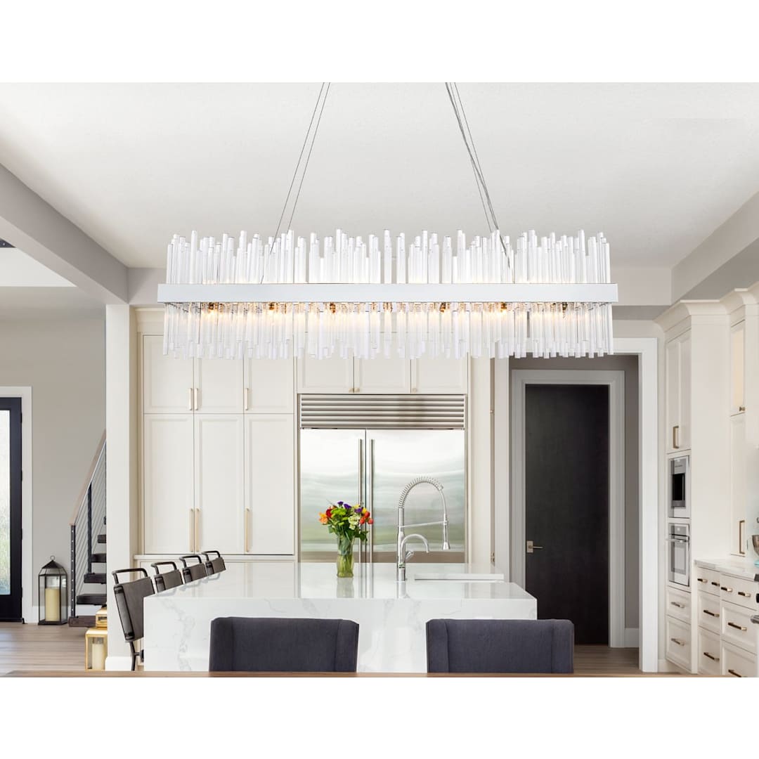Dallas 28 Light 48" Wide Crystal Linear Chandelier with Clear Crystal Accents