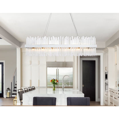 Dallas 28 Light 48" Wide Crystal Linear Chandelier with Clear Crystal Accents