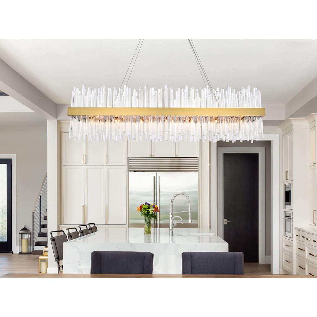 Dallas 28 Light 48" Wide Crystal Linear Chandelier with Clear Crystal Accents