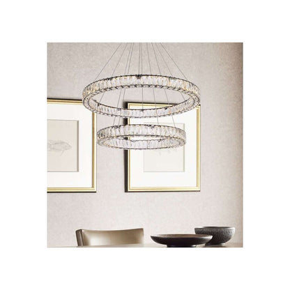 Monroe 36" Wide LED Crystal Ring Chandelier with Clear Crystal Accents